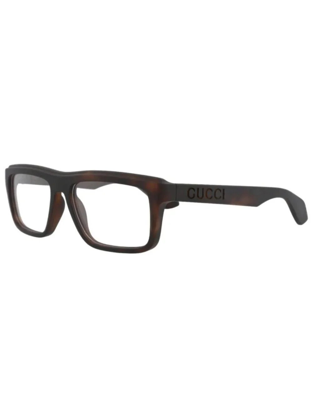 New Gucci Women's Eyeglasses Square Rectangle Injection Frame Mens Havana Havana